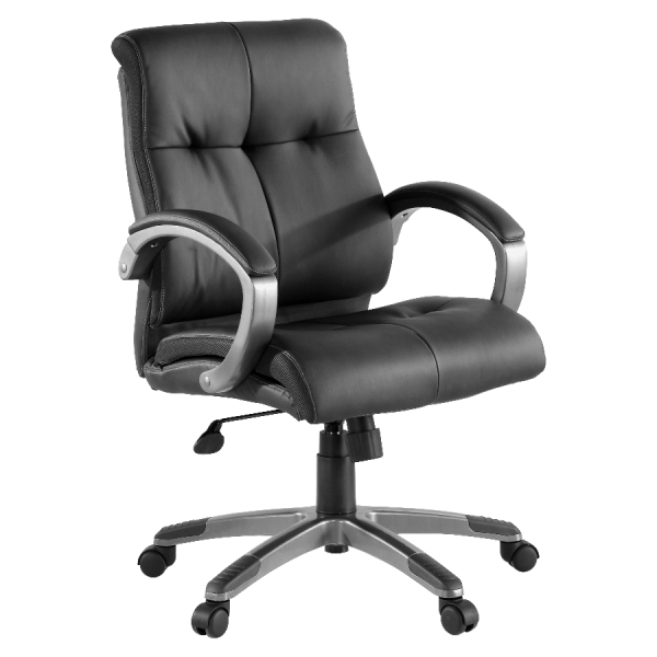 Lorell® Manager Bonded Leather Swivel Chair, Black -  62622