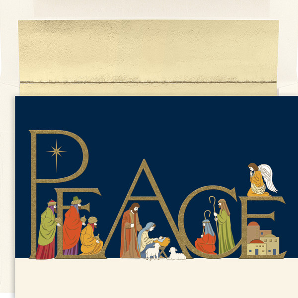Great Papers! Holiday Greeting Cards, Peaceful Night, 7/8""W x 5 5/8""H, Pack Of 16 -  837400