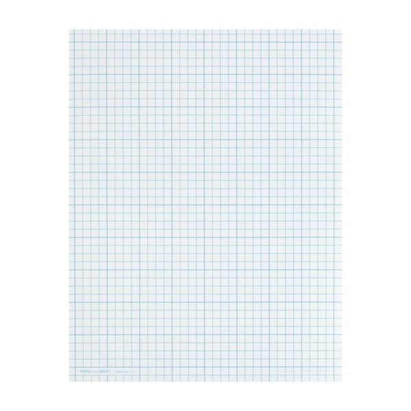 TOPS Cross Section Pad, 8 1/2" x 11", Quadrille Rule, 50 Sheets, White Paper/Blue Ink