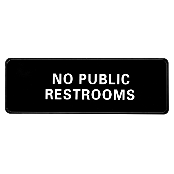Alpine No Public Restrooms Signs, 3" x 9", Black, Pack Of 15 Signs