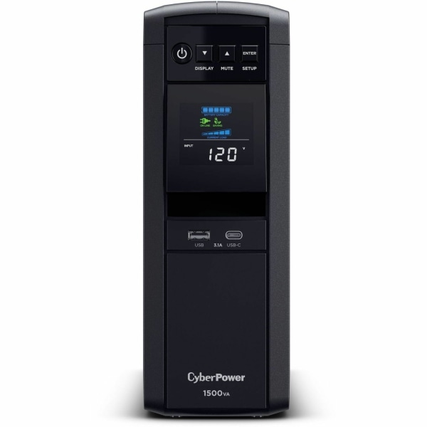 CyberPower CP1500PFCLCD UPS 1500VA 1000W PFC compatible Pure sine wave - 1500VA/900W - Tower - 2 Minute Full Load - 10 x NEMA 5-15R