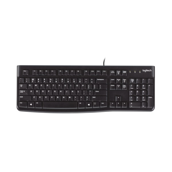 Logitech K120 Wired Keyboard for Windows, USB Plug-and-Play, Full-Size, Spill-Resistant, Curved Space Bar, Compatible with PC, Laptop - Black