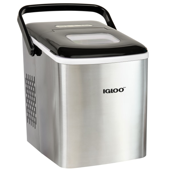 Igloo 26-Lb Automatic Self-Cleaning Portable Countertop Ice Maker Machine With Handle, 12-13/16""H x 9-1/16""W x 12-1/4""D, Stainless Steel -  ICEB26HNSS