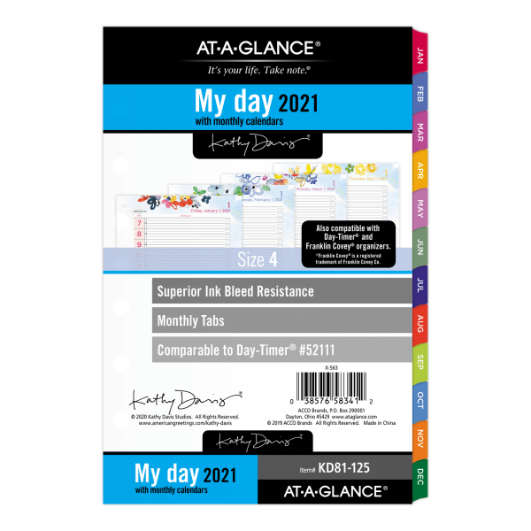 AT-A-GLANCE Kathy Davis Daily/Monthly Planner Refill, KD81-125-21 | eBay