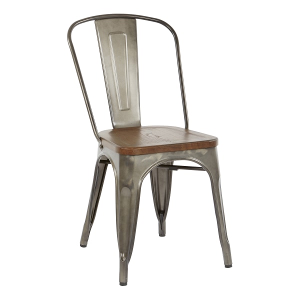 Office Star Indio Metal Chairs, Vintage Ash Walnut/Matte Gunmetal, Set Of 2 Chairs - IND29A2-C209-1 - Furniture Furnish your home or office space with these decor sku IND29A2-C209-1