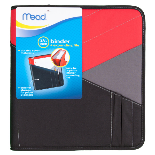 Mead® Zipper 3Ring Binder With Expanding File, 1 1/2" Round Rings