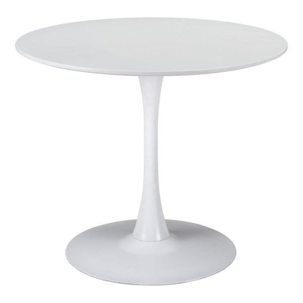 Zuo Modern Opus MDF And Steel Round Dining Table, 30-5/16""H x 35-7/16""W x 35-7/16""D, White -  101566
