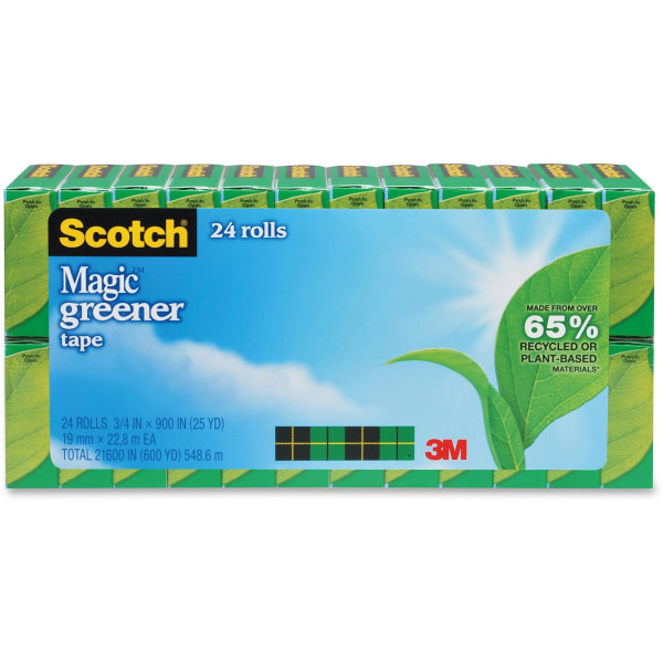 UPC 051141955780 product image for Scotch Greener Magic Tape, Invisible, 24 Tape Rolls, 3/4 in x 900 in, 65% Recycl | upcitemdb.com