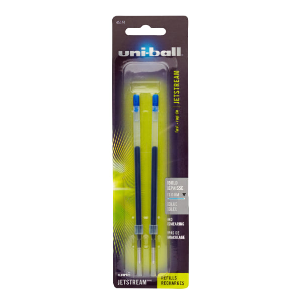 uni-ball JetStream Refills, For JetStream Stick, Bold Point, 1.0 mm, Blue, Pack Of 2 - 45574 - Office Supplies Blending the best features of gel and ballpoint in sku 45574