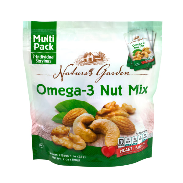 Nature's Garden Omega-3 Nut Mix, 1.2 oz, 7 Count, 6 Pack