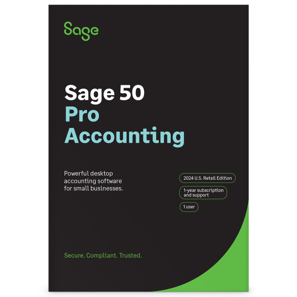 SAGE 50 Pro Accounting, 2024, 1-Year Subscription, Windows®, Product Key -  PROS2024CSRT
