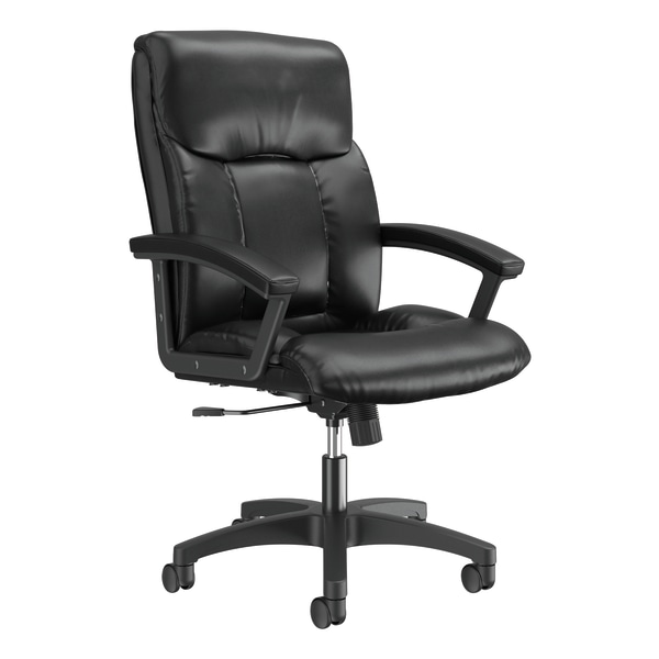 HON® Ergonomic Bonded Leather Padded Loop Arm Executive Chair, Black -  VL151SB11