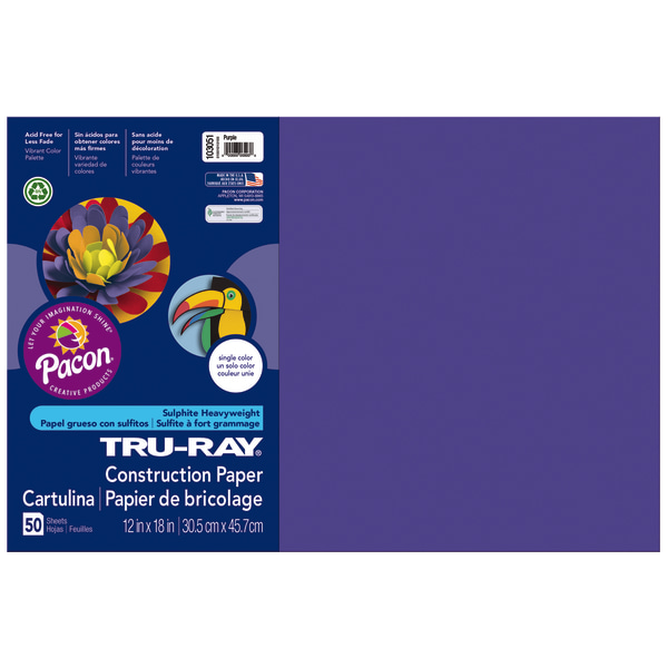 Tru-Ray Construction Paper, 50% Recycled, 12 x 18, Purple, Pack Of 50 - 103051 - Business and Industrial Bring vibrant color to bulletin boards and art pro sku 103051