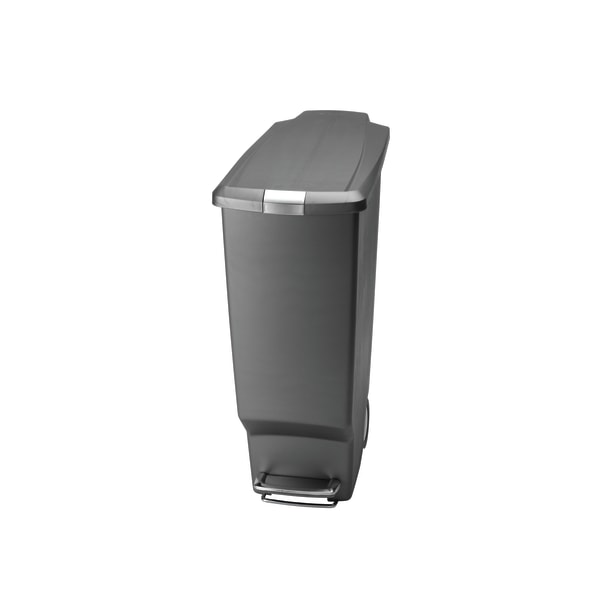 40 Liter/10.6 Gallon Slim Kitchen Step Trash Can With Secure Slide Lock, Grey Plastic