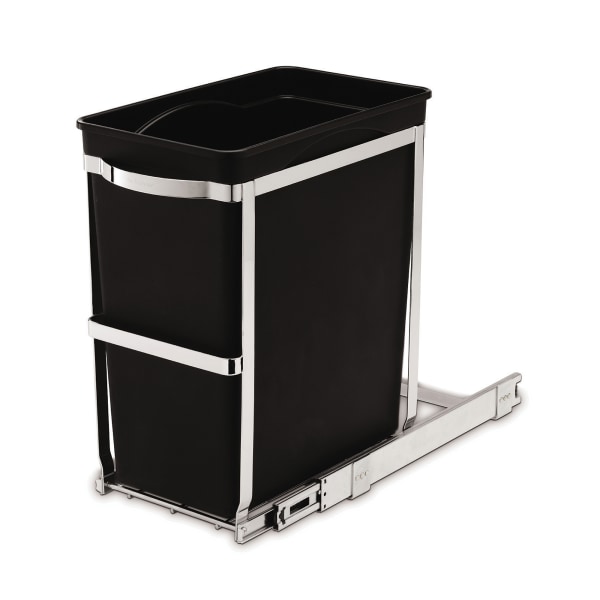 Simplehuman 30 Liter Under Counter Pull-Out Kitchen Trash Can, Heavy-Duty Steel Frame - CHROME/BLA