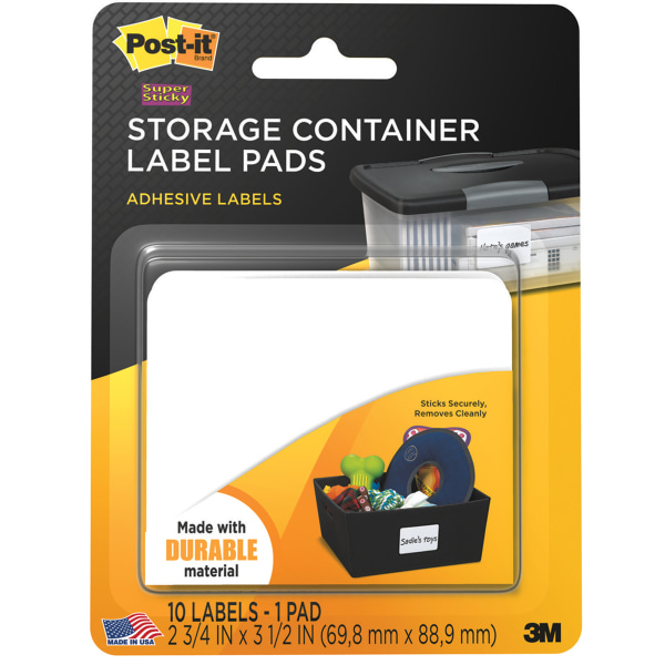 Post It Removable Storage Container Labels 2800 Sc 2 3 4 X 3 1 2 White Pack Of 10 Zerbee