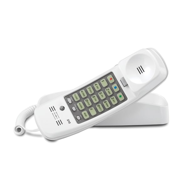 210 Corded Trimline Phone with Speed Dial and Memory Buttons, White