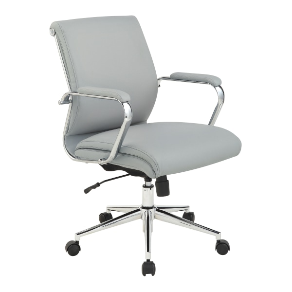 Office Star Dillon Ergonomic Fabric Mid-Back Managers Chair, Steel/Chrome - 920351C-R112 - Furniture Remain comfortable and confident in your office sp sku 920351C-R112