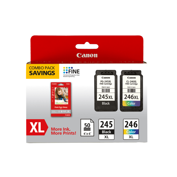 Photos - Printer Canon � PG-245XL/CL-246XL/GP-502 High-Yield Black And Tri-Color Ink Cartridges And Paper, Pack Of 2, 8278B005 8278B005 
