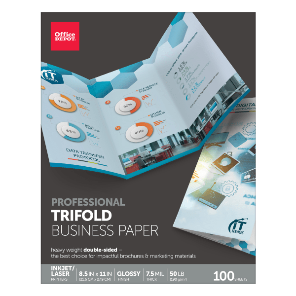 UPC 735854775889 product image for Office Depot® Brand Professional Trifold Business Paper, Glossy, Double-Sided, L | upcitemdb.com