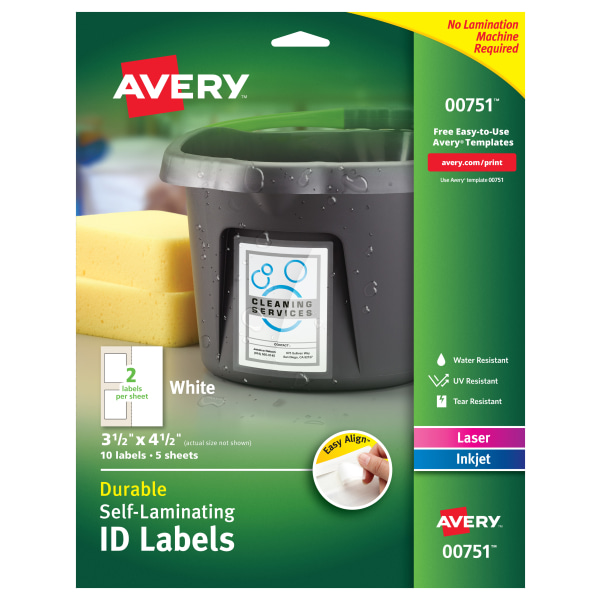 UPC 072782007515 product image for Avery� Easy Align� Self-Laminating ID Labels, 00751, Rectangle, 3-1/2