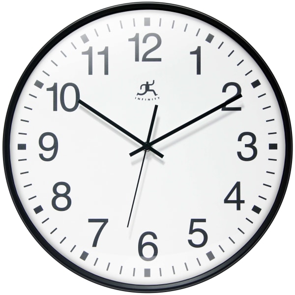 Apollo Round Wall Clock, 15", Black