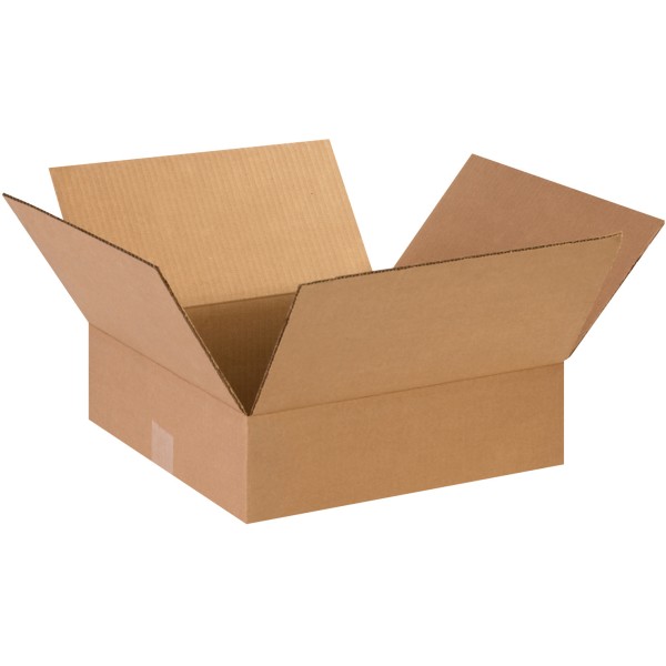 Partners Brand Flat Corrugated Boxes 14" x 14" x 3", Bundle of 25