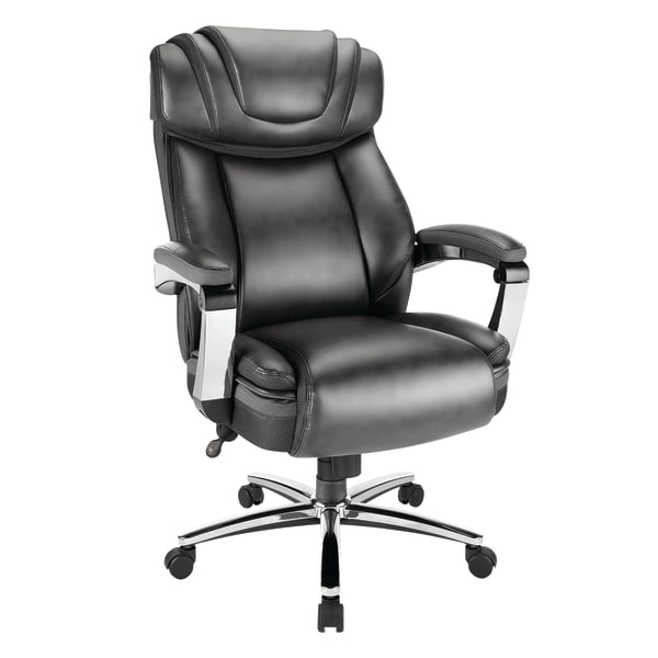 Realspace® Axton Big & Tall Bonded Leather High-Back Office Chair, Dark Gray/Chrome, BIFMA Compliant -  2092MA