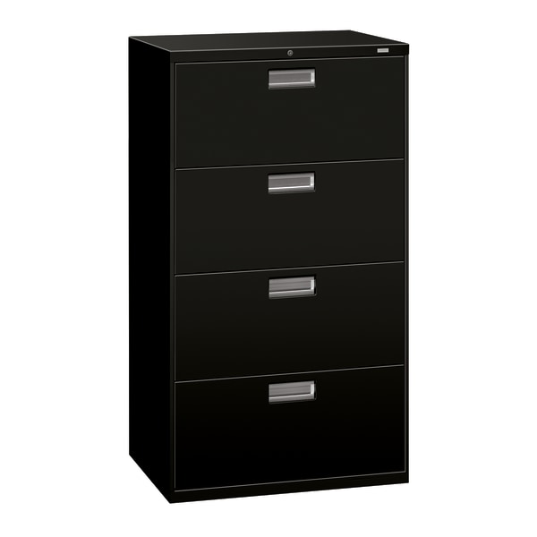 HON® Brigade® 600 20""D Lateral 4-Drawer File Cabinet, Black -  684LP