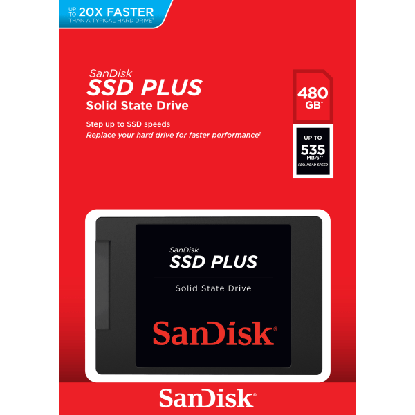 SanDisk® SSD PLUS Internal Solid State Drive, 480GB, Black