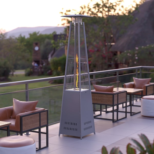 Photos - Patio Heater Flash Furniture Sol Stainless-Steel Pyramid 42,000 BTU Outdoor Propane Hea 