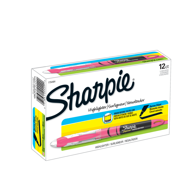Sharpie® Liquid Highlighters, Chisel Tip, Fluorescent Pink, Box of 12
