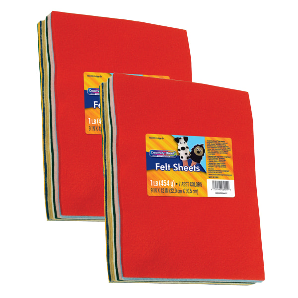 Creativity Street Felt Sheets, 9"" x 12"", Assorted Colors, Set Of 2 Packs -  CK-3904-2