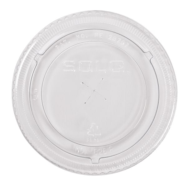 SOLO PETE Flat Straw-Slot Cold Cup Lids  Fits 16 oz to 24 oz  Clear  100/Pack  10 Packs/Carton