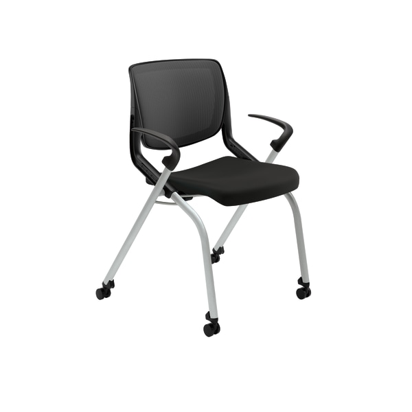 HON® Motivate Nesting/Stacking Flex-Back Chair, Black/Platinum -  MN212ONCU10