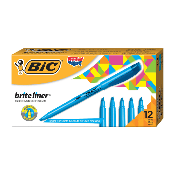 UPC 070330655522 product image for BIC® Brite Liner® Highlighters, Chisel Tip, Blue, Box Of 12 | upcitemdb.com