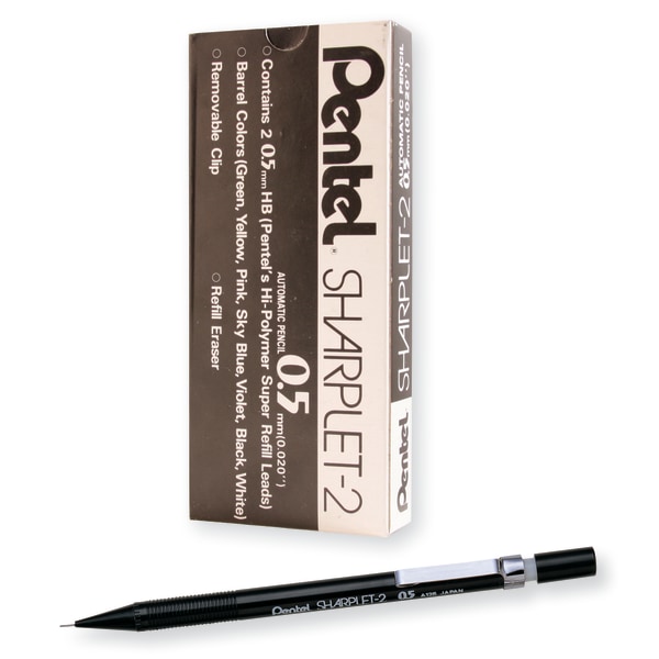 Pentel® Sharplet-2™ Automatic Pencil, 0.5 mm, Black, Pack Of 12