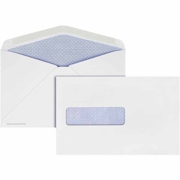 Quality Park Postage Saver Security Tint Window Envelopes - Booklet - #10 1/2 - 6" Width x 9 1/2" Length - 28 lb - Adhesive - White - Paper - 500 / Bo