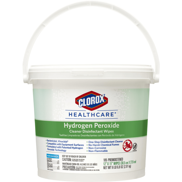 Clorox Healthcare Hydrogen Peroxide Disinfecting Wipes 11 x 12 Canister Of 185 Wipes
