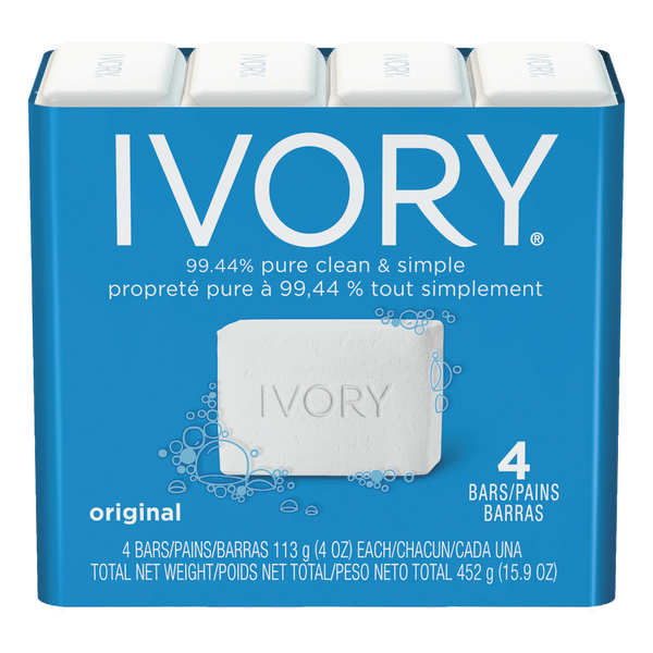 GTIN 037000827573 product image for Ivory® Solid Hand Soap, Original Scent, 4 Oz, 4 Bars Per Pack, Case Of 18 Packs | upcitemdb.com