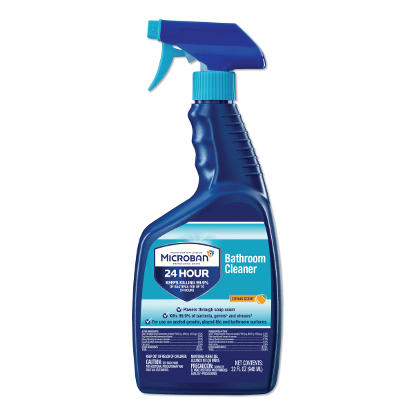 24-Hour Disinfectant Bathroom Cleaner, Citrus, 32 oz Spray Bottle -  Microban Professional, 30120EA