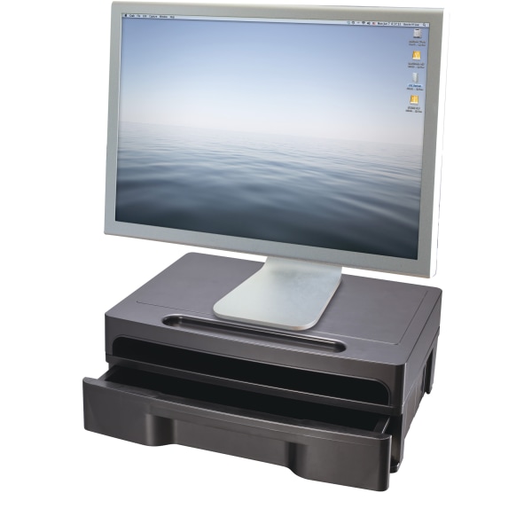 Officemate Monitor Stand with Drawer  Black (22502) 2 pieces 