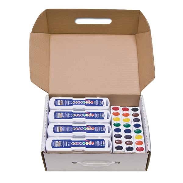 Prang® Semi-Moist Watercolor Master Set, Assorted Colors, 0.17 Oz, Set Of 36