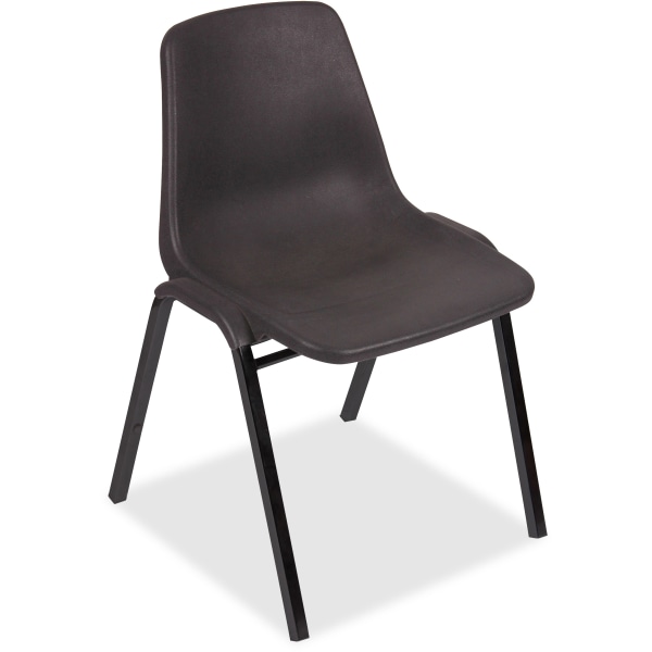 Lorell® Plastic, Plastic Back Stacking Chair 19 3/10"" Seat Width, Black Seat/Black Frame, Quantity: 4 -  85567