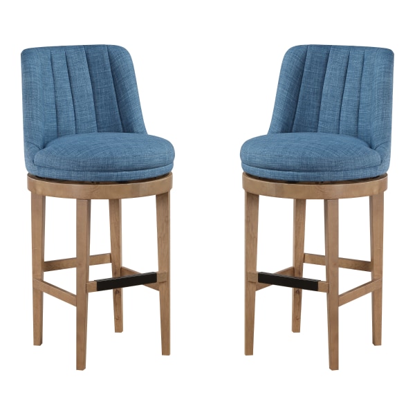 OSP Home Furnishings - Rowan 2-Pack Swivel Barstool - Navy/Medium Oak