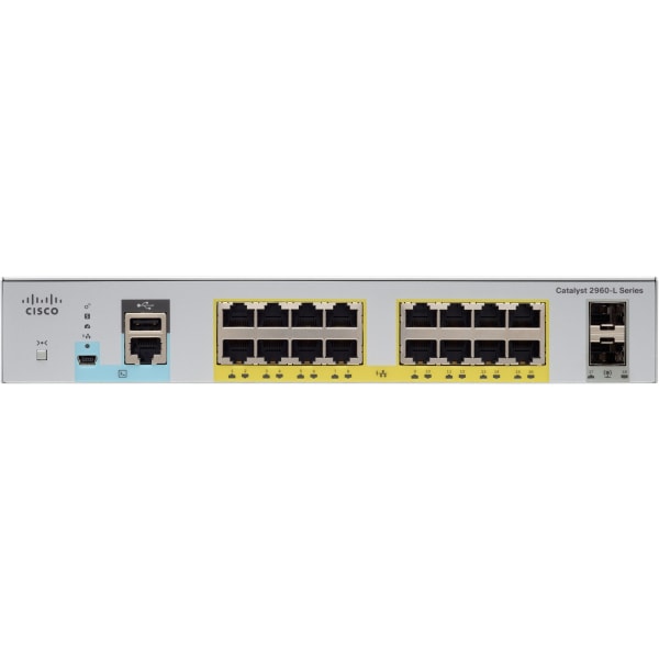 Catalyst  Ethernet Switch - 16 Ports - Manageable - Gigabit Ethernet - 10/100/1000Base-T, 1000Base-X - 4 Layer Supported - Modu - Cisco WS-C2960L-16PS-LL