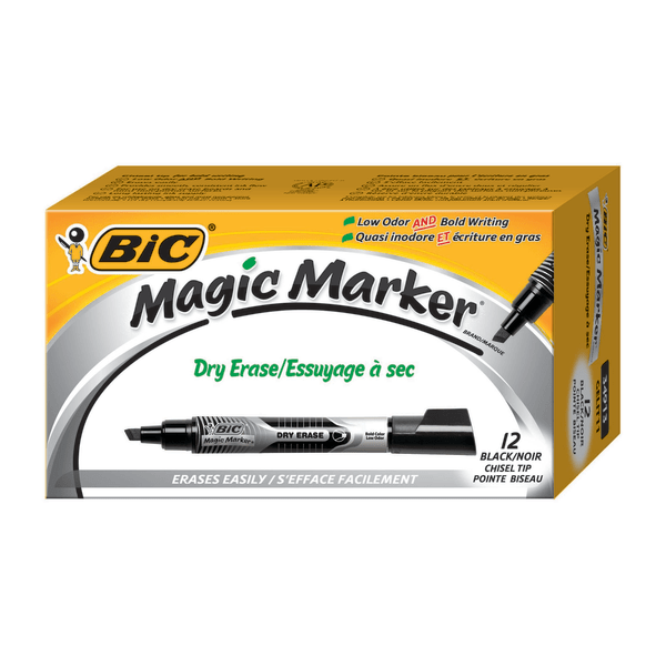 UPC 070330349131 product image for BIC� Magic Marker� Dry-Erase Markers, Chisel Point, Black Ink, Pack Of 12 | upcitemdb.com