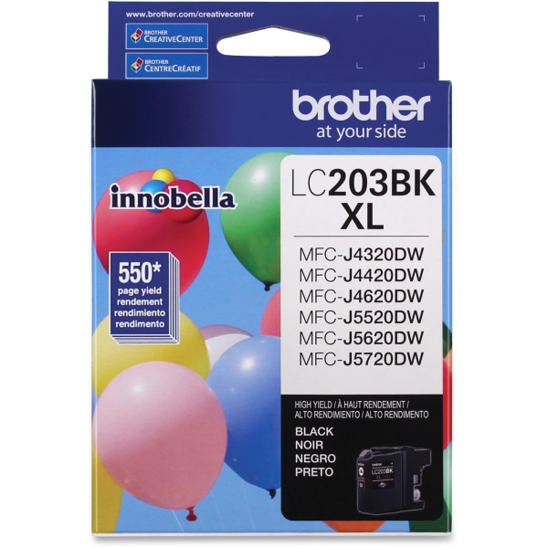 brother genuine standard-yield black ink cartridge lc203bk