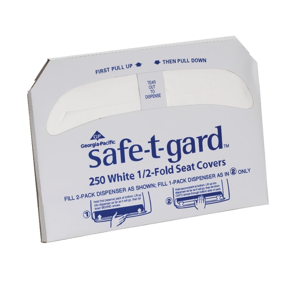 Georgia-Pacific Safe-T-Gard 47052 White 1/2-Fold Toilet Seat Cover  17.44 Length x 14.5  Width (Case of 4 Packs  250 Per Pack)
