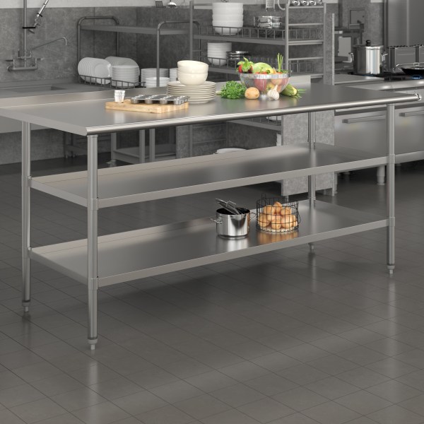 Photos - Chair Flash Furniture Stainless Steel Work Table, 36"H x 72"W x 30"D, Silver NHWTGU3072BSP 